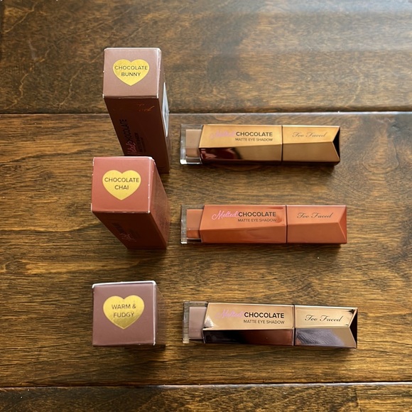 NIB Too Faced Melted Chocolate Whipped Liquid Matte Eye Shadow Neutrals Set of 6 - Picture 3 of 3